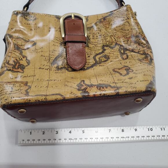 Patricia Nash Whimsy Pirate Fairy Bag Brown Map Print Leather Shoulder Bag Purse - Picture 11 of 14